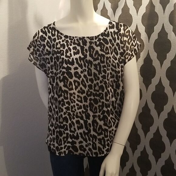 Calvin Klein leopard print layered top - Picture 1 of 6
